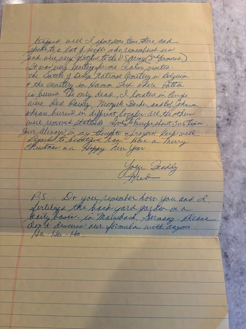 Lettre de novembre 1988 d'un camarade vétéran à John A. Stewart sur la Task Force Hogan, page 2