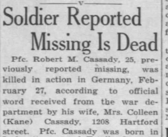 Avis de décès Cassady