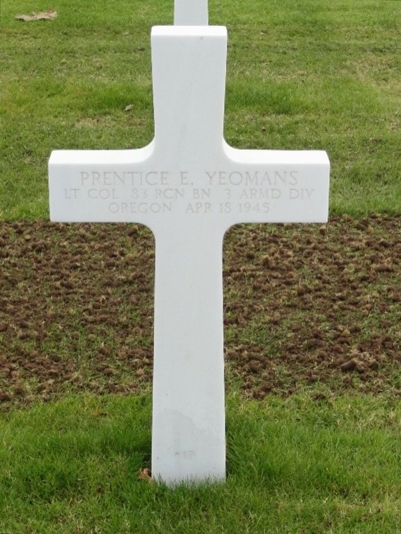 Tombe de Prentice E. Yeomans au Netherlands American Cemetery de Margraten, Pays-Bas